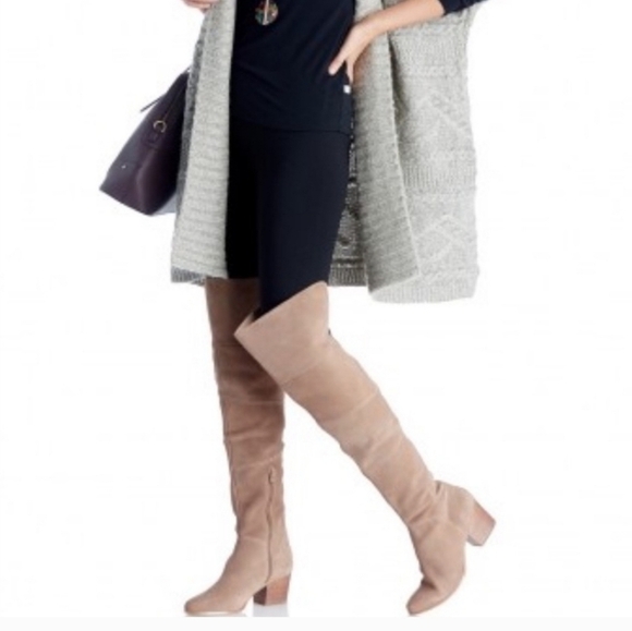 Sole Society Melbourne mushroom over the knee block heel suede leather boots - Picture 2 of 9